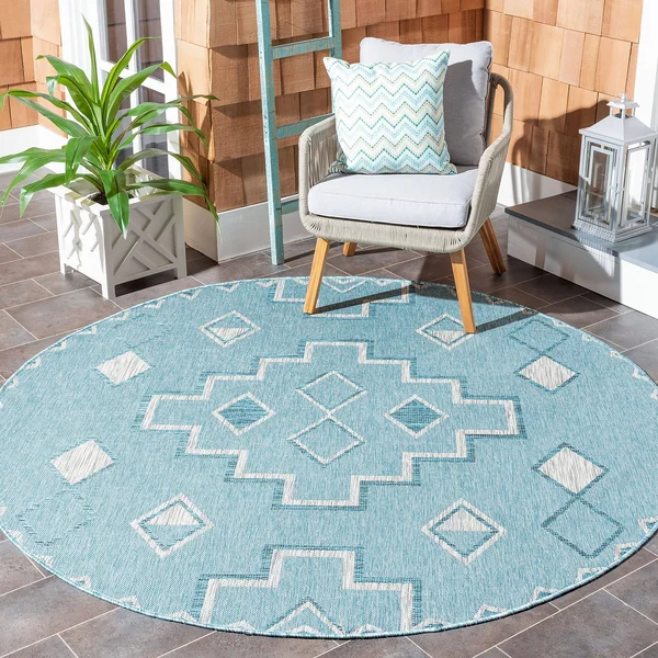 Safavieh 6&-7x22 x 6&-7x22 Round Courtyard CY8533-37121 Aqua - Grey Rug