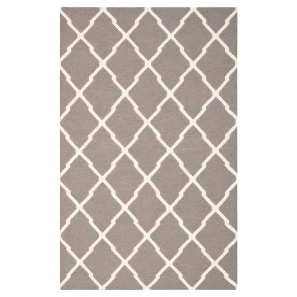 Safavieh Dhurrie Tabitha Geometric Moroccan Area Rug or Runner - Dark Gray/Ivory