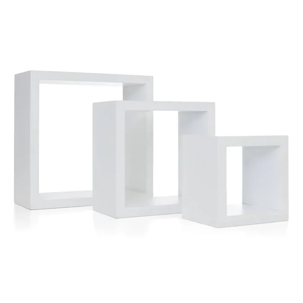 Pemberly Row Modern Cubbi Floating Wall Shelves White Engineered Wood