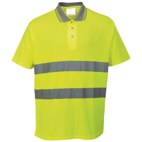 Portwest Cotton Comfort Reflective Safety Short Sleeve Polo Shirt (Pack of 2) Orange M