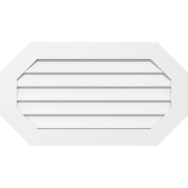 Ekena Millwork GVPOH14X1201SN 14x22W x 12x22H Horizontal Elongated Octagon Surface Mount PVC Gable Vent: Non-Functional - 3-1/2x2