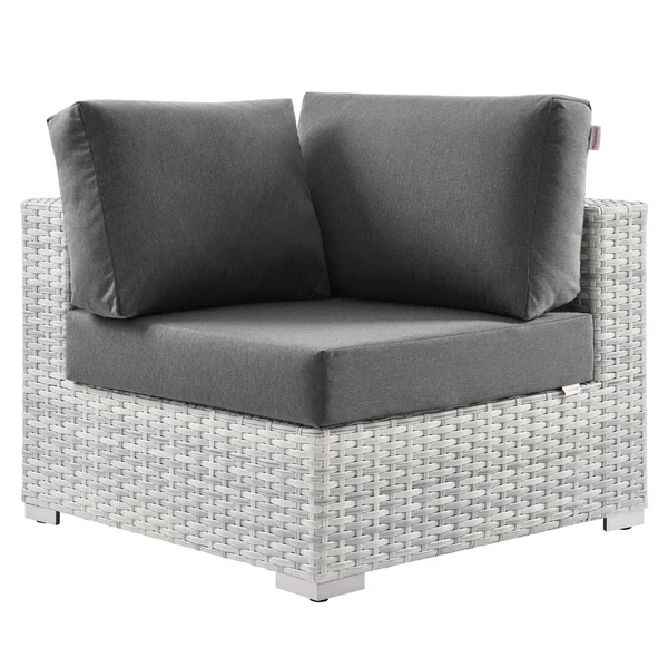 Convene Outdoor Patio Corner Chair Light Gray Charcoal Modway