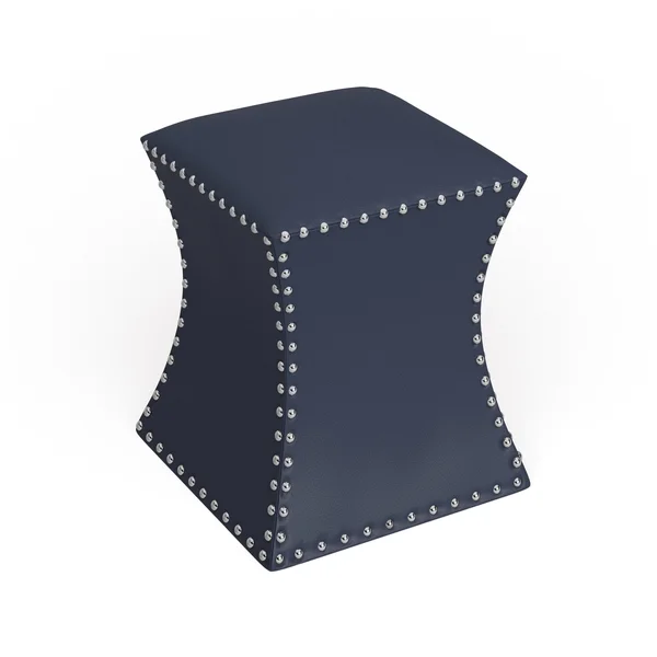 The Curated Nomad Hastings Faux Leather Ottoman, Blue