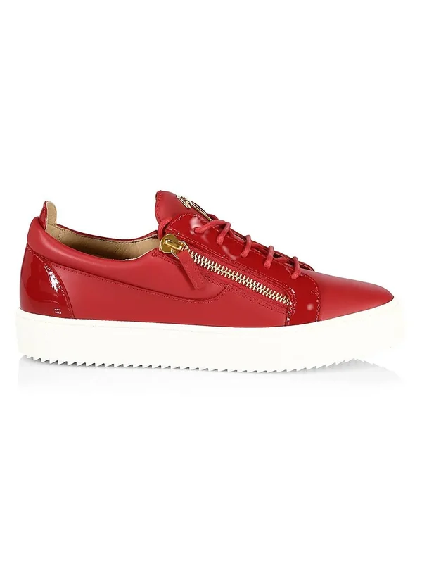 Giuseppe Zanotti Men's Two-Tone Leather Low-top Platform Sneakers - Fiamma - Size 10.5