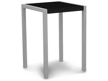 POLYWOOD Mod 30x22 Bar Table - Textured Black - Mahogany, 29.75" x 42" x 29.75"