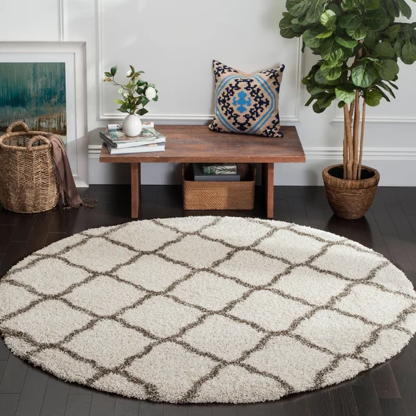 Safavieh Hudson Shag Ariola Trellis 2-Inch Thick Rug - 2&3x22 x 6& Runner - Ivory/Slate Blue