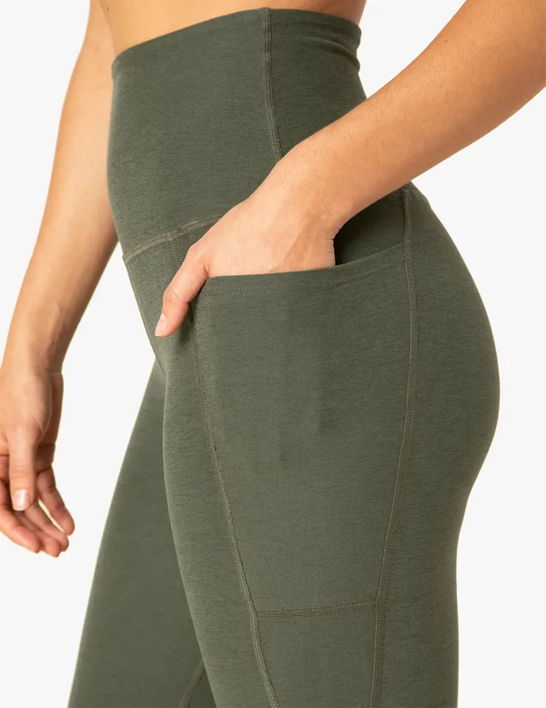 Beyond Yoga Women's Spacedye Out of Pocket High Waisted 7/8 Leggings - Eden Green Heather Medium, Spandex