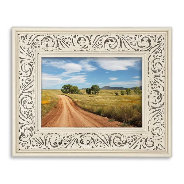 Modern Baroque Embossed Frame in Off White, 10x22 x 20x22