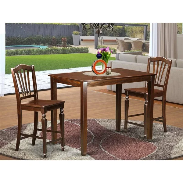 East West Furniture 3 PC Counter Height Dining Room Set - Counter Height Table and 2 Bar stools.