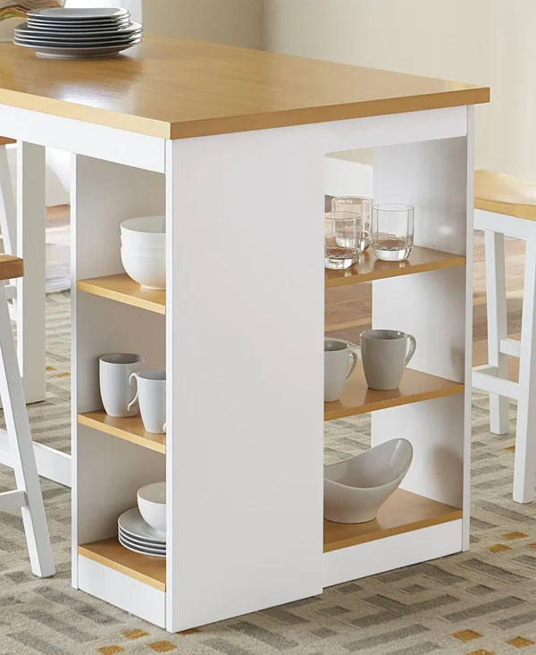 Progressive Furniture Christy Counter Storage Table, Oak/White