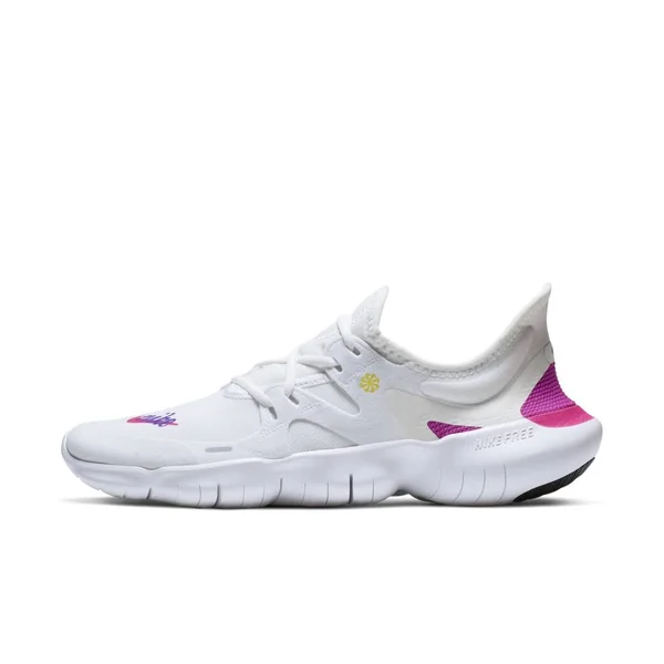 Nike Free RN 5.0 Performance Running Shoes - White/Laser Fuchsia/Summit White