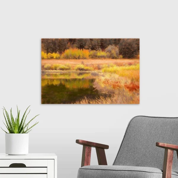 Autumn Pond, Canvas Wall Art, 24x16, Great Big Canvas