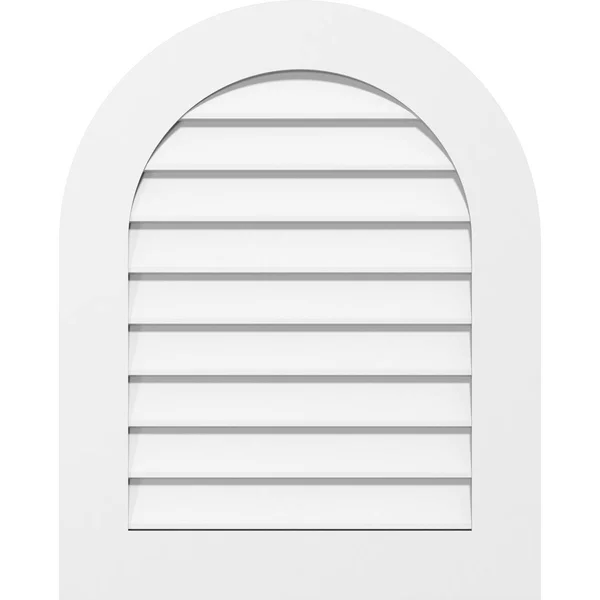 Ekena Millwork GVPRT40X4001SN 40x22W x 40x22H Round Top Surface Mount PVC Gable Vent: Non-Functional - w/ 3-1/2x22W x 1x22P Stand