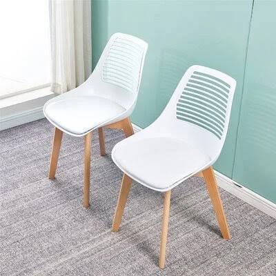 Plastic Chair for Living Room, Accent Chair with Wood Leg(Set of 2 Gray Color) George Oliver Finish: White