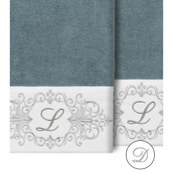 Linum Home Textiles 100% Turkish Cotton Monica 2pc Embellished Bath Towel Set, Size: 27 inch x 54 inch, Brown