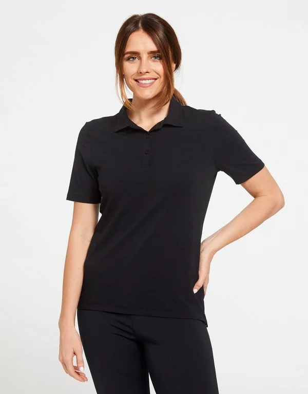 UPF 50+ Sun Protective Polo Shirt for Women - Sensitive Fabric Black