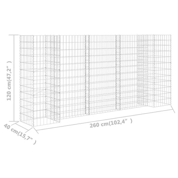 vidaXL H-Shaped Gabion Planter Steel Wire 223.6x22x15.7x22x47.2x22