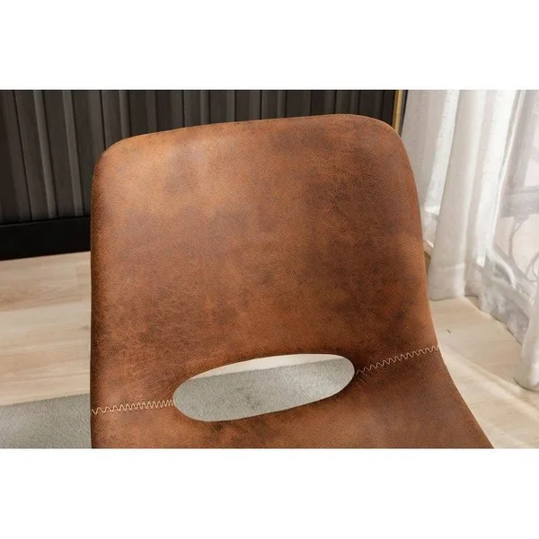 Vanity Art Mid-Century Modern Open Back Synthetic Leather Upholstered Dining Chairs Set of 2 Pcs Counter Bar Chairs Uc-14brn, Br