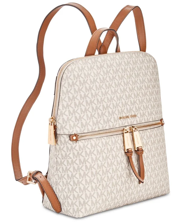 MICHAEL Michael Kors - Rhea Medium Slim Logo Backpack, Brown, One Size