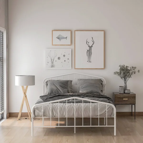 Platform Metal Bed - White - Queen