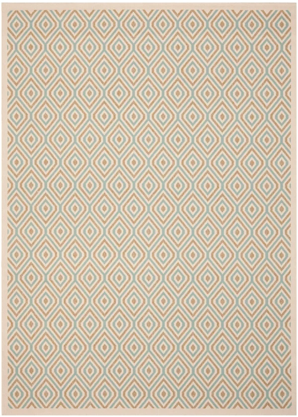 Safavieh Veranda Cream/Aqua 6 ft. 7 in. x 9 ft. 6 in. Indoor/Outdoor Area Rug