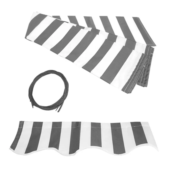 Aleko AB12X10GREYWHT 12 x 10 ft. Black Frame Retractable Home Patio Canopy Awning Grey & White