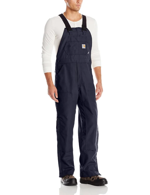 Carhartt Men's Flame Resistant Duck Bib Overall, 101627, Dark Navy