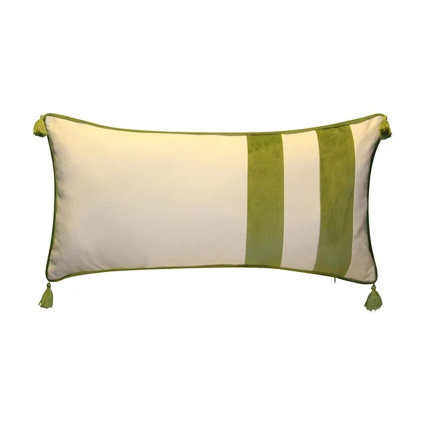 Edie@Home Striped Tassel Lumbar Decorative Pillow - Green, 15x30