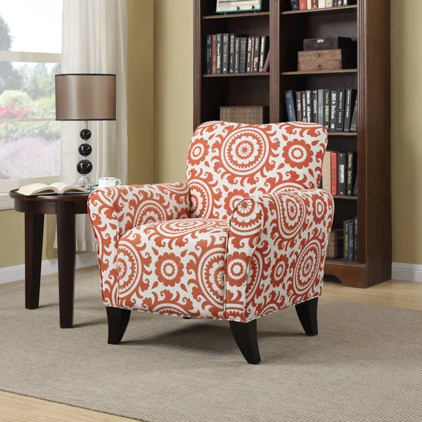 Porch & den Vallejo Orange Spice Medallion Curved Back Arm Chair