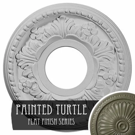 11 3/4x22OD x 3 5/8x22ID x 1x22P Blackthorn Ceiling Medallion (Fits Canopies Up to 4 7/8x22), Hand-Painted Painted Turtle