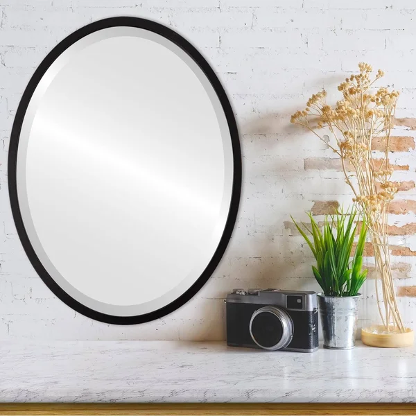 London Framed Oval Mirror - Matte Black - 25 1/8x22 x 37 1/8x22