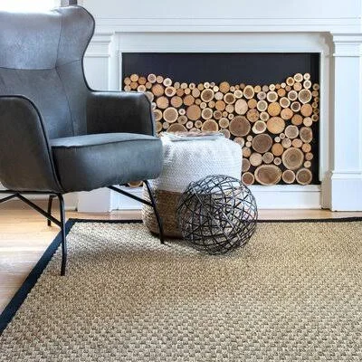 Galiana Bamboo Slat/Seagrass Beige Area Rug Highland Dunes Rug Size: Round 4'