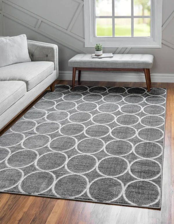Unique Loom Matrix Trellis Dots Dark Gray 9 ft. 10 in. x 14 ft. Area Rug