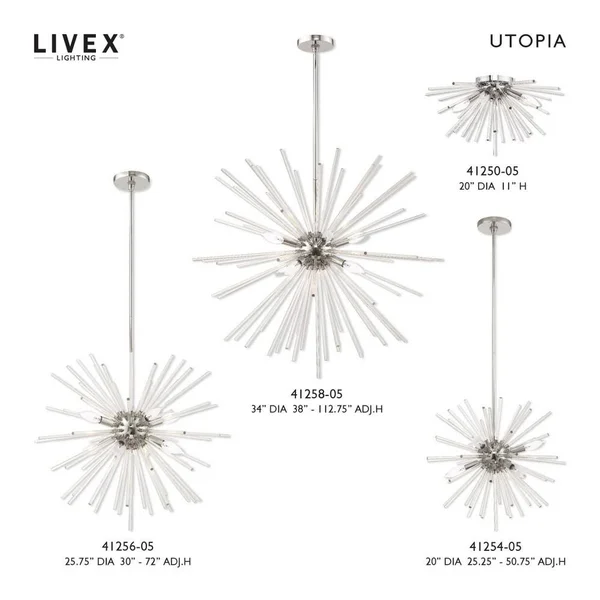 Livex Lighting 41256-12 Utopia 8-Light Pendant Chandelier, Satin Brass