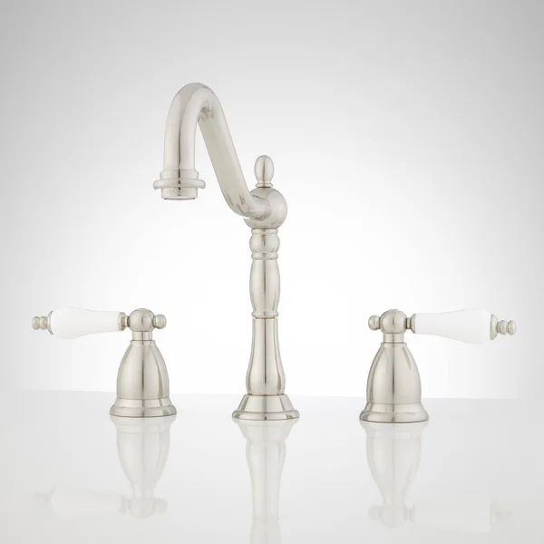 Signature Hardware 900907 Victorian 1.2 GPM Widespread Bathroom Faucet with Drai Polished Nickel 329435