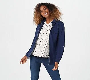 Belle by Kim Gravel TripleLuxe Knit Zip-FrontUtility Shirt, Size 2X, Twilight