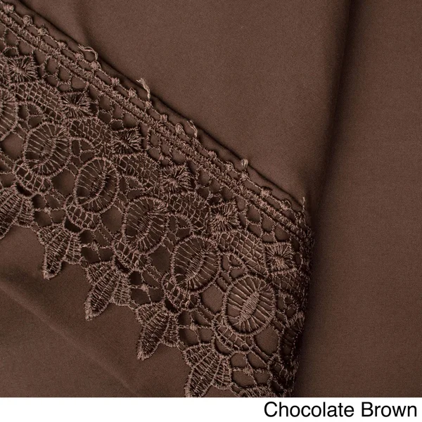 Southshore Fine Linens 4-Piece 21 inch Deep Pocket Sheet Set with Beautiful Lace - Chocolate Brown - Full