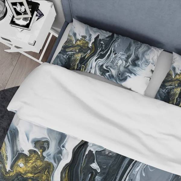 Designart &White, Grey and White Marble Acrylic& Mid-Century Modern Bedding Set - Duvet Cover & Shams - Twin Cover + 1 Sham