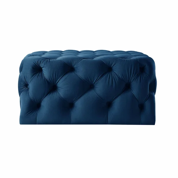 Inspired Home Quilted Velvet Cocktail Ottoman