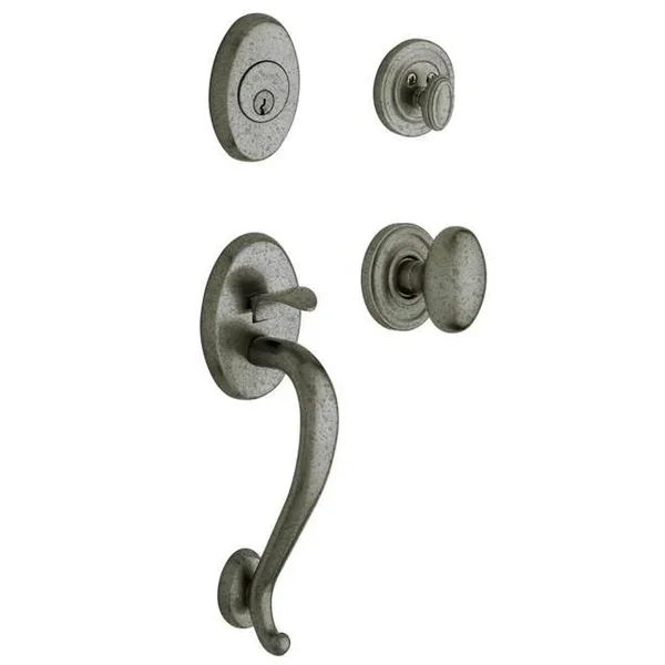 Baldwin Logan Full Dummy Sectional Handleset Egg Knob Distressed Antique Nickel