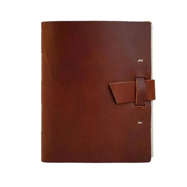 Leather Travelers Keepsake Journal - Topographic Design - Saddle