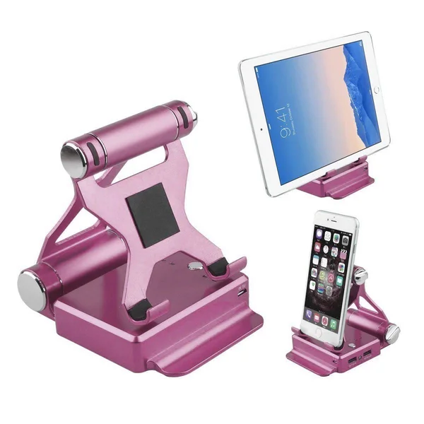 Podium Style Stand with Extended Battery Up to 200% for iPad - iPhone and Other Smart Gadgets Gold