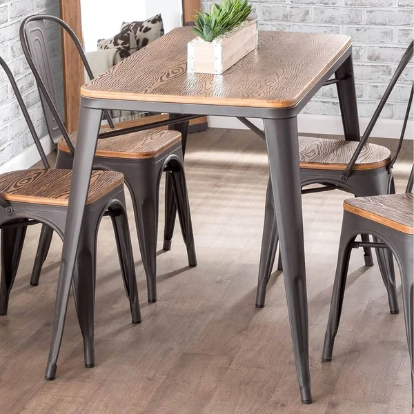 Carbon Loft Acar Industrial Farmhouse Utility Table with Wood Top - Vintage White