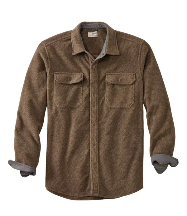 Men's Tall Allagash Fleece Overshirt Brown Large, L.L.Bean