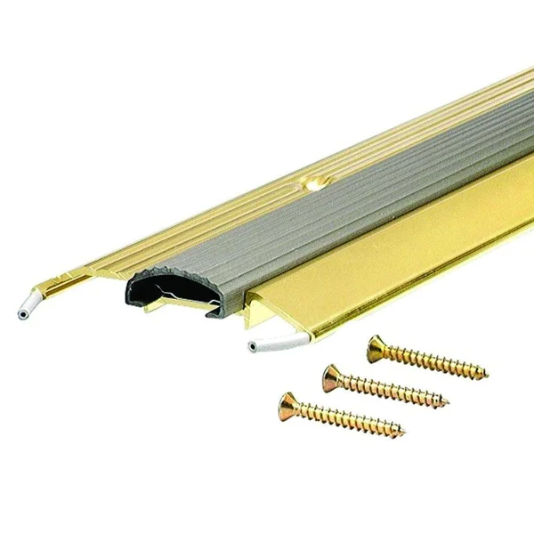 M-D Building Products Deluxe Low 3-3/4 in. x 70 in. Brite Gold Aluminum Threshold with Vinyl Seal