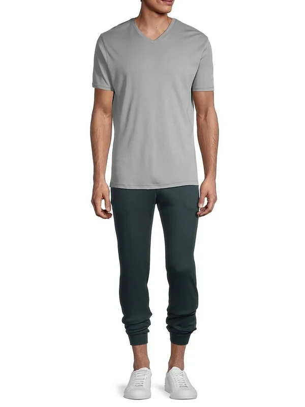 Robert Barakett Men's Pima Cotton V-Neck T-Shirt in Monument Grey