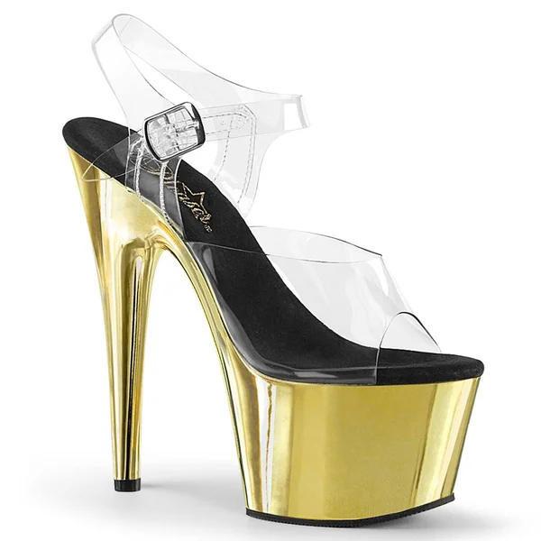 Pleaser - Adore-708 10, Clear/Gold Chrome