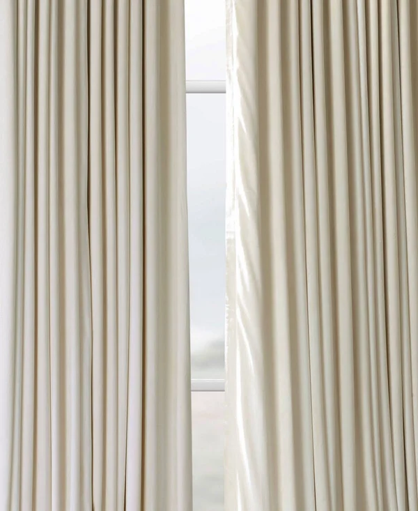 Ivory Velvet Blackout Extra Wide Curtain PANEL, Beige
