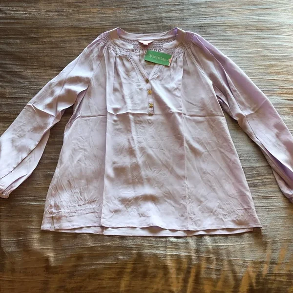 Lilly Pulitzer Womens Elsa Silk Top (Light Lilac Verbena) (Size M)