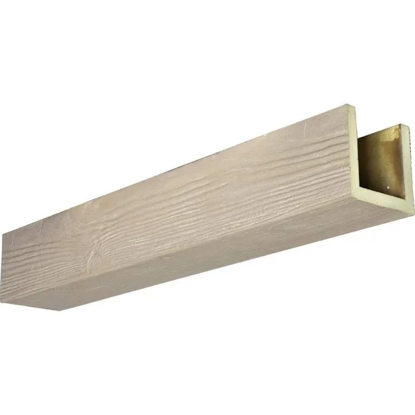 Ekena Millwork BMSD3C0040X040X096WH 4x22W x 4x22H x 8&L 3-Sided (U-beam) Sandblasted Endurathane Faux Wood Ceiling Beam, White W